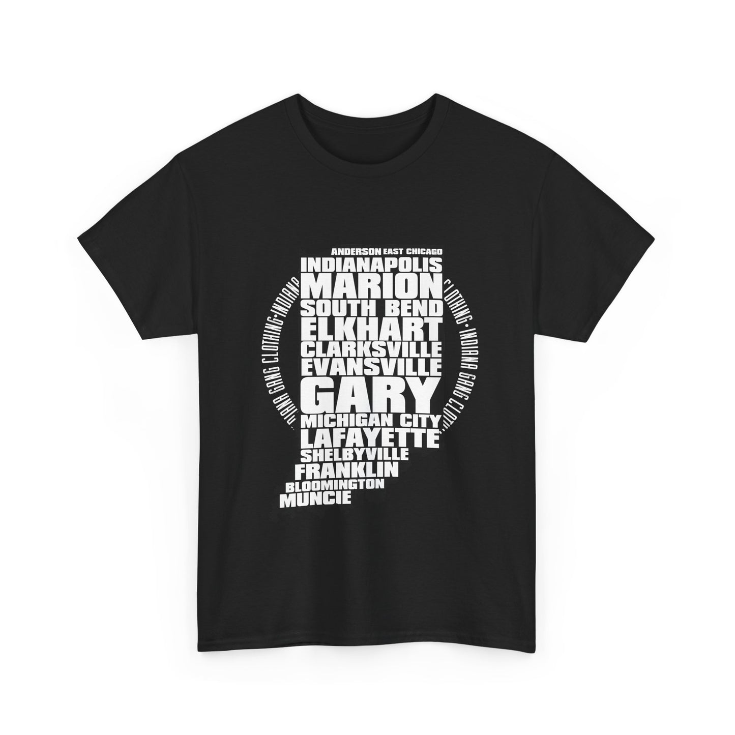 Indiana Gang Cities Black Graphic T-shirt