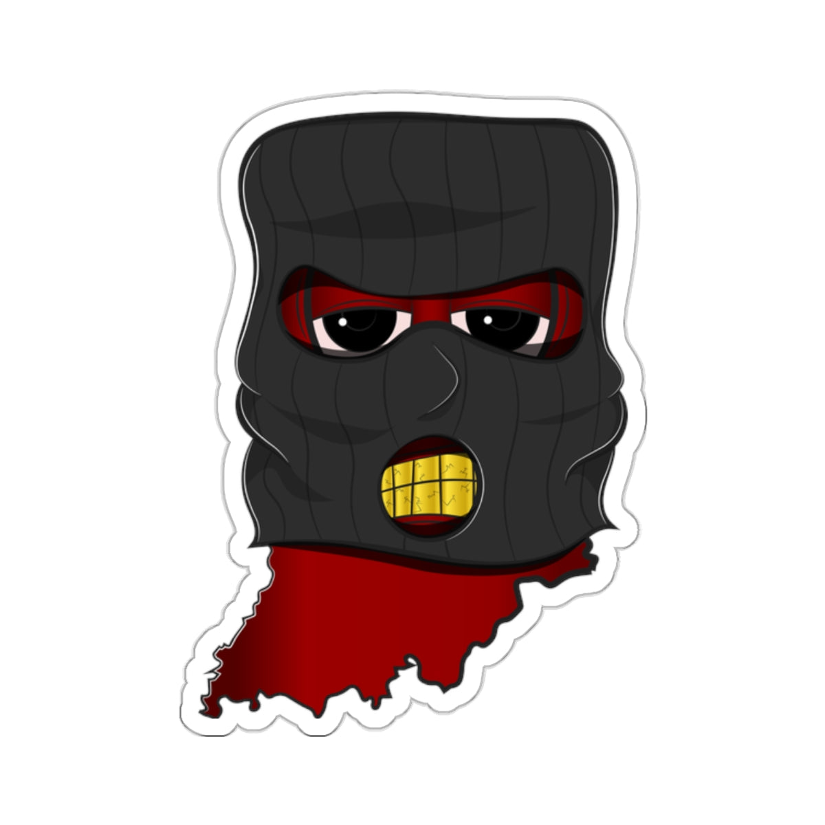 RED SKI MASK INDIANA CHARACTER STICKER ACCESSORY