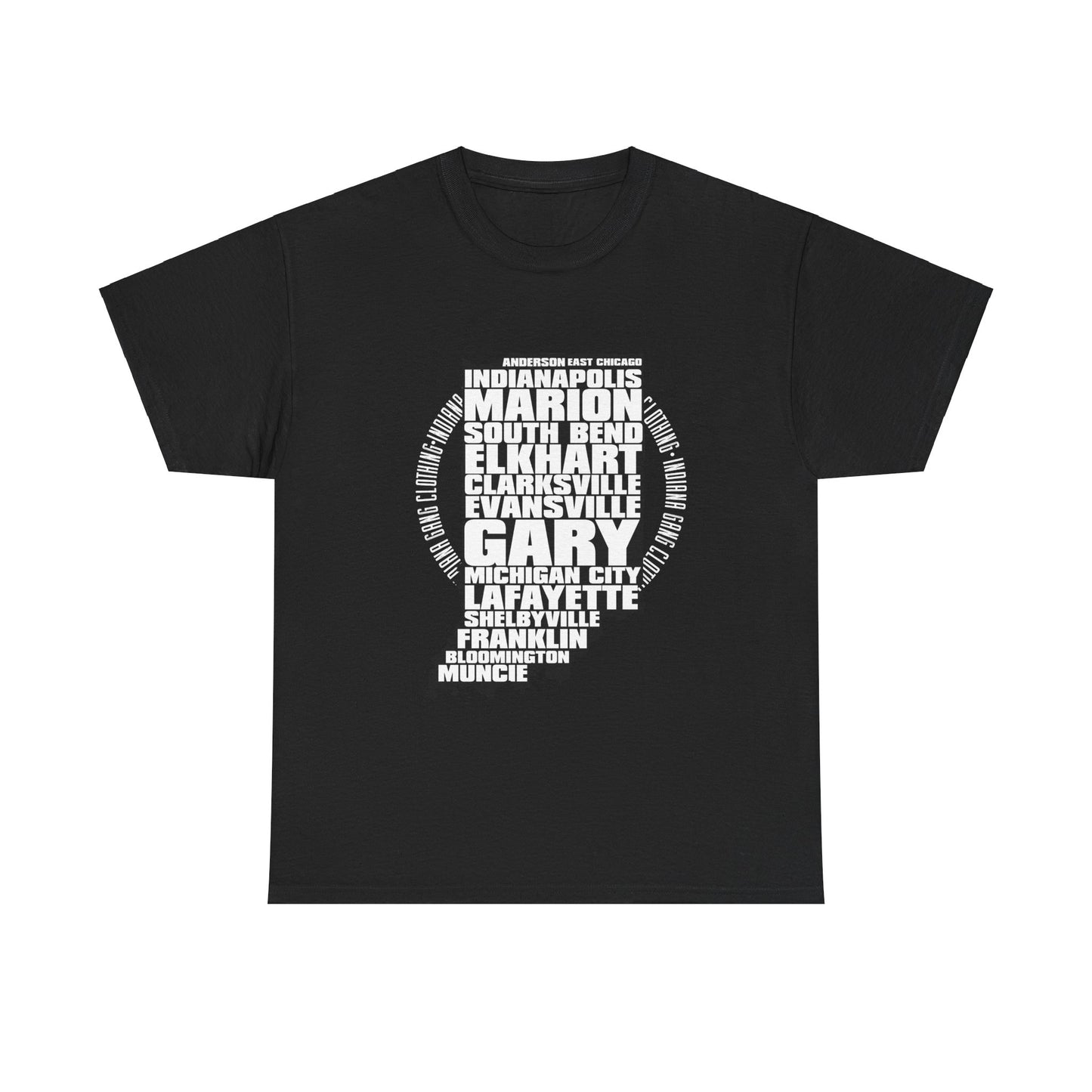 Indiana Gang Cities Black Graphic T-shirt