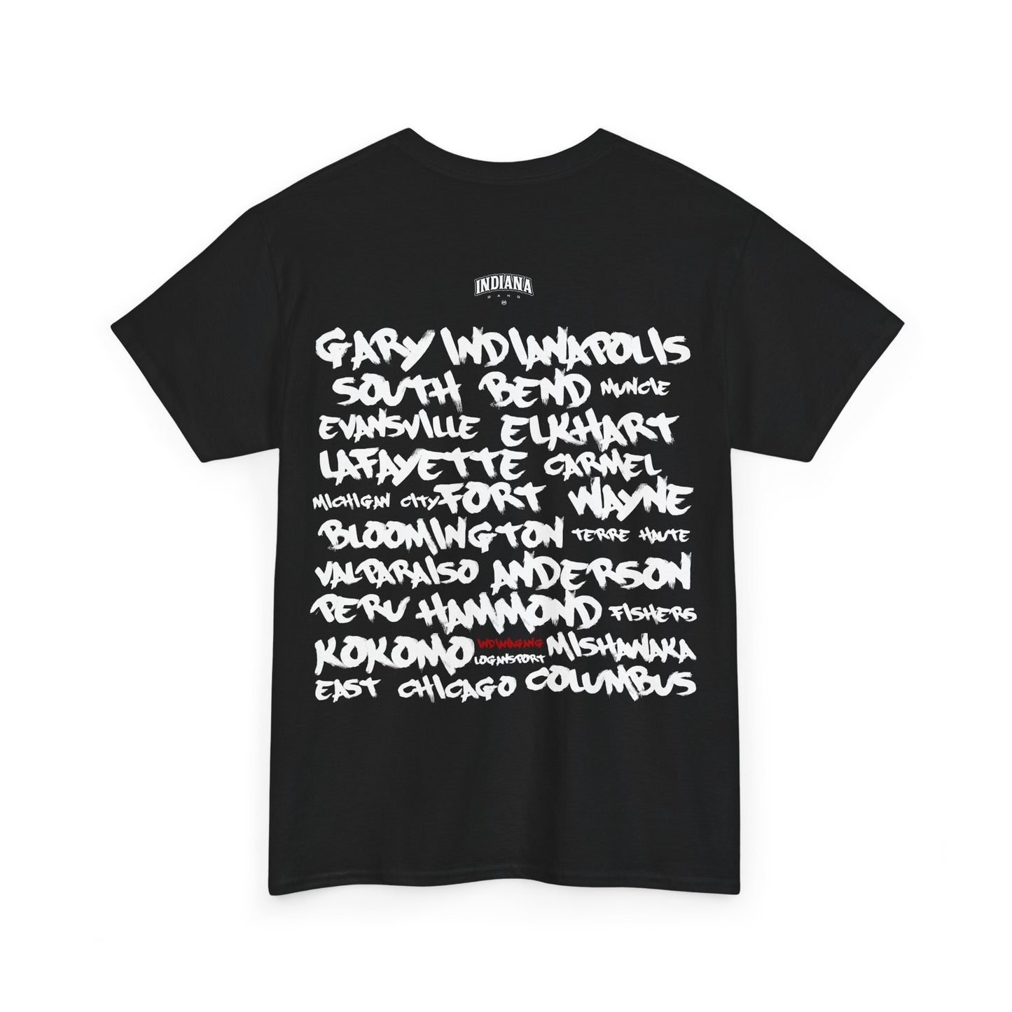 Indiana Gang Cities Black Graphic T-shirt